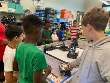 Students working